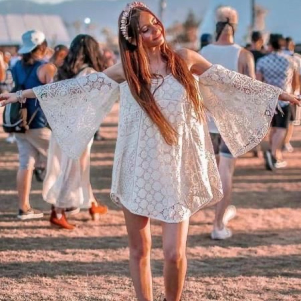 White lace Summer festival dress - small